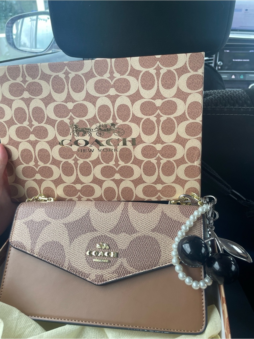 Coach Signature Convertible Crossbody bag in Brown and Beige
